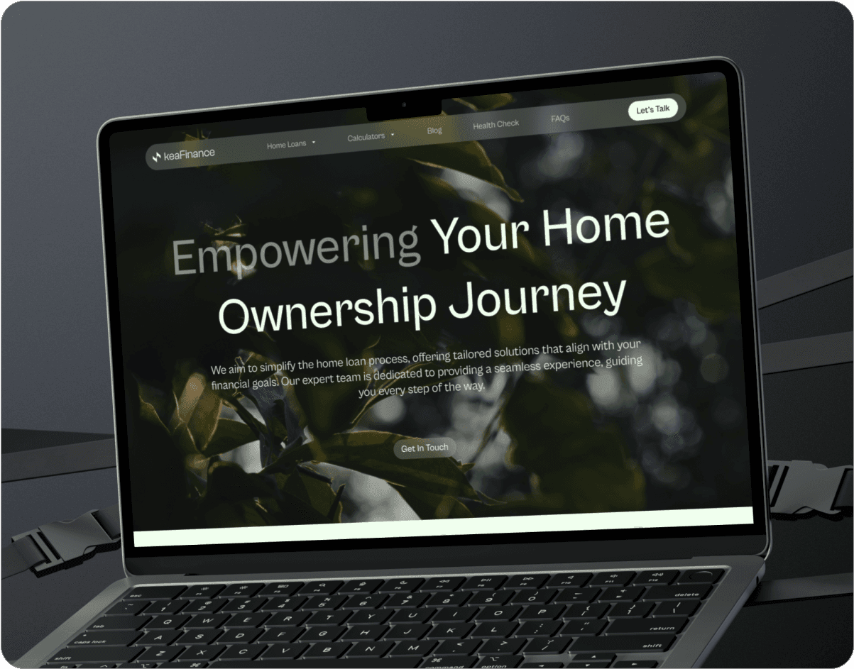 Website mockup of the brand Kea